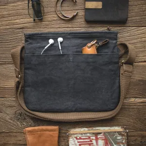 Men Waxed Canvas Messenger Bag