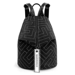 New Korean Style Leather Backpack Women's Fashion Embroidery Thread Multi-Purpose