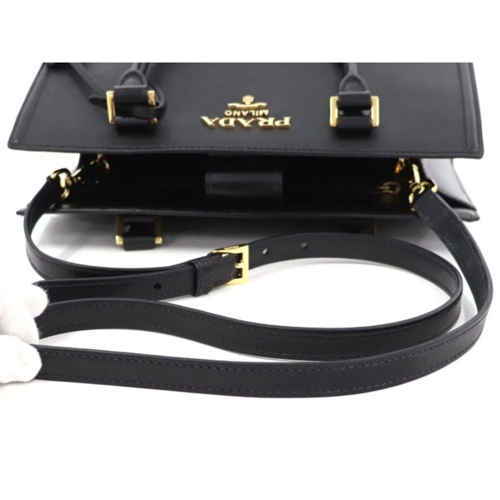 Prada Saffiano Lux Black Medium Satchel Handbag 1BA227
