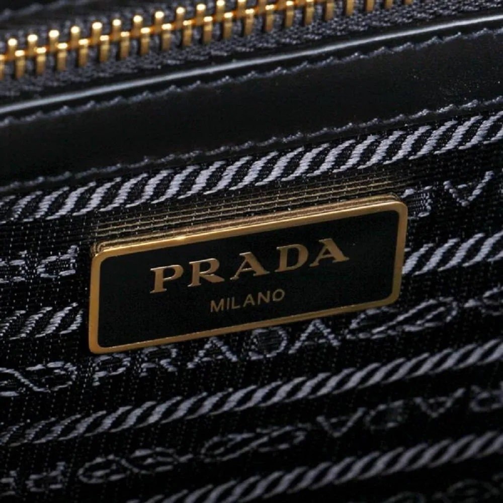 Prada Saffiano Lux Black Medium Satchel Handbag 1BA227