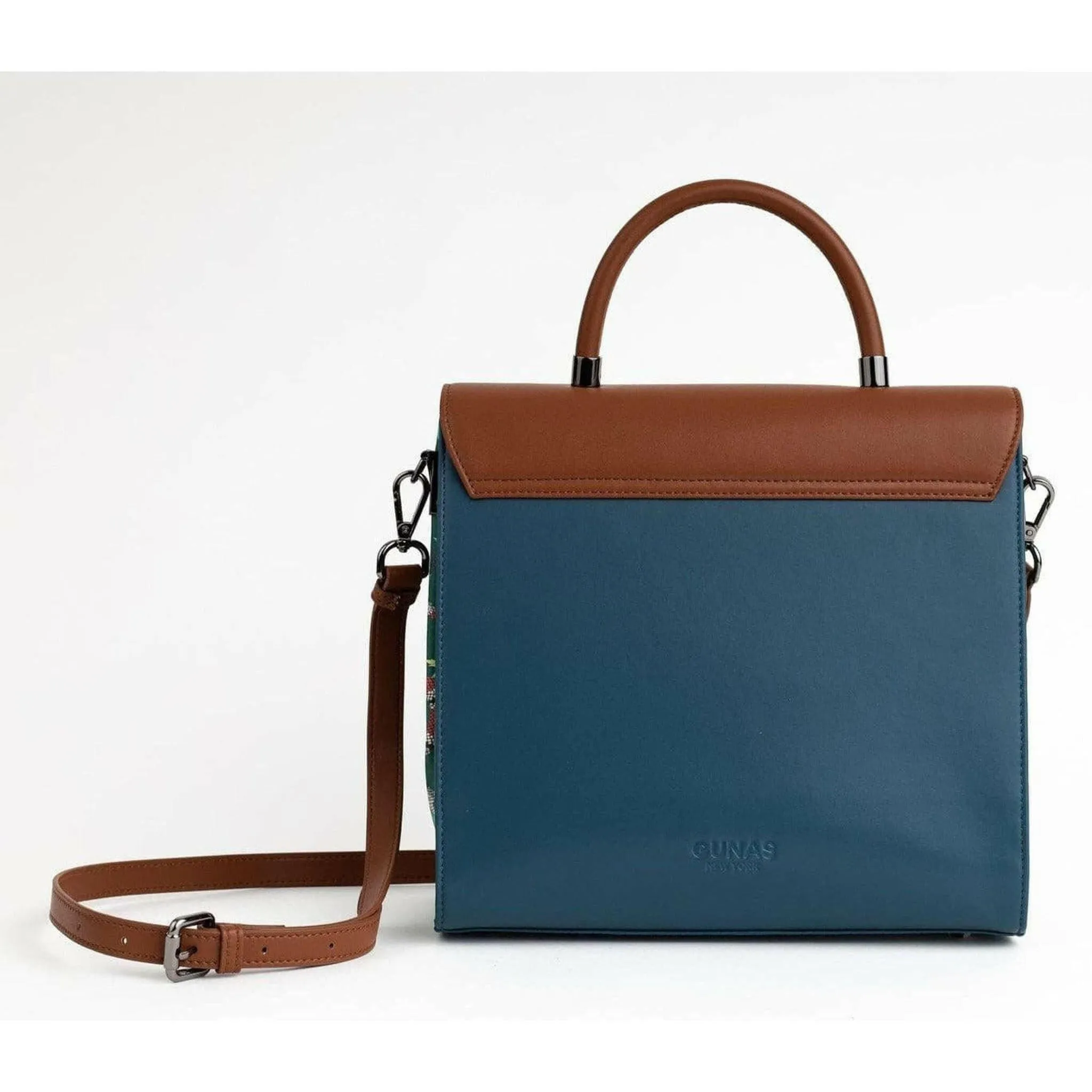 SIMONE - Blue Print Vegan Leather Handbag