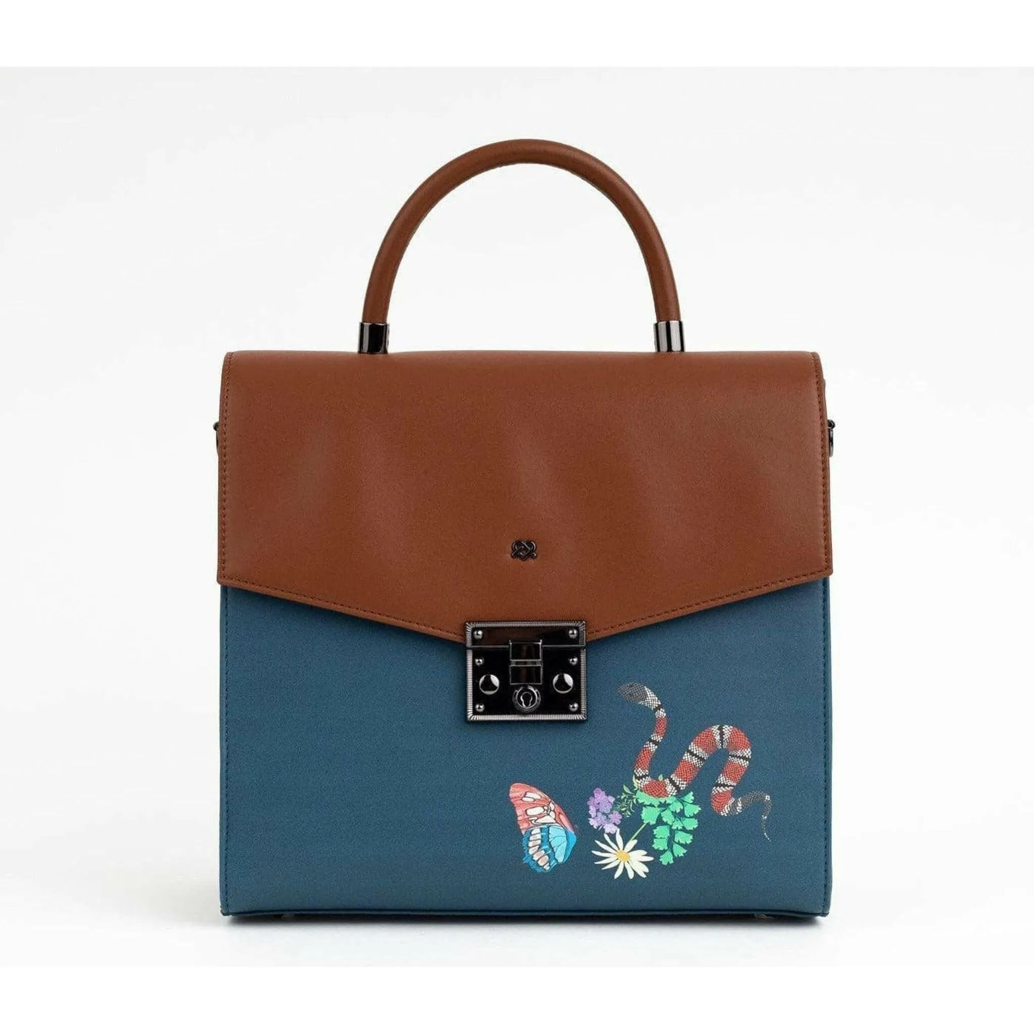SIMONE - Blue Print Vegan Leather Handbag