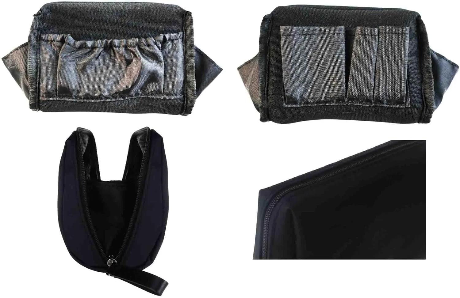 Small Makeup Bag for Purse Portable Waterproof Cosmetic Bag Travel Makeup Pouch for Women (All black, Square)