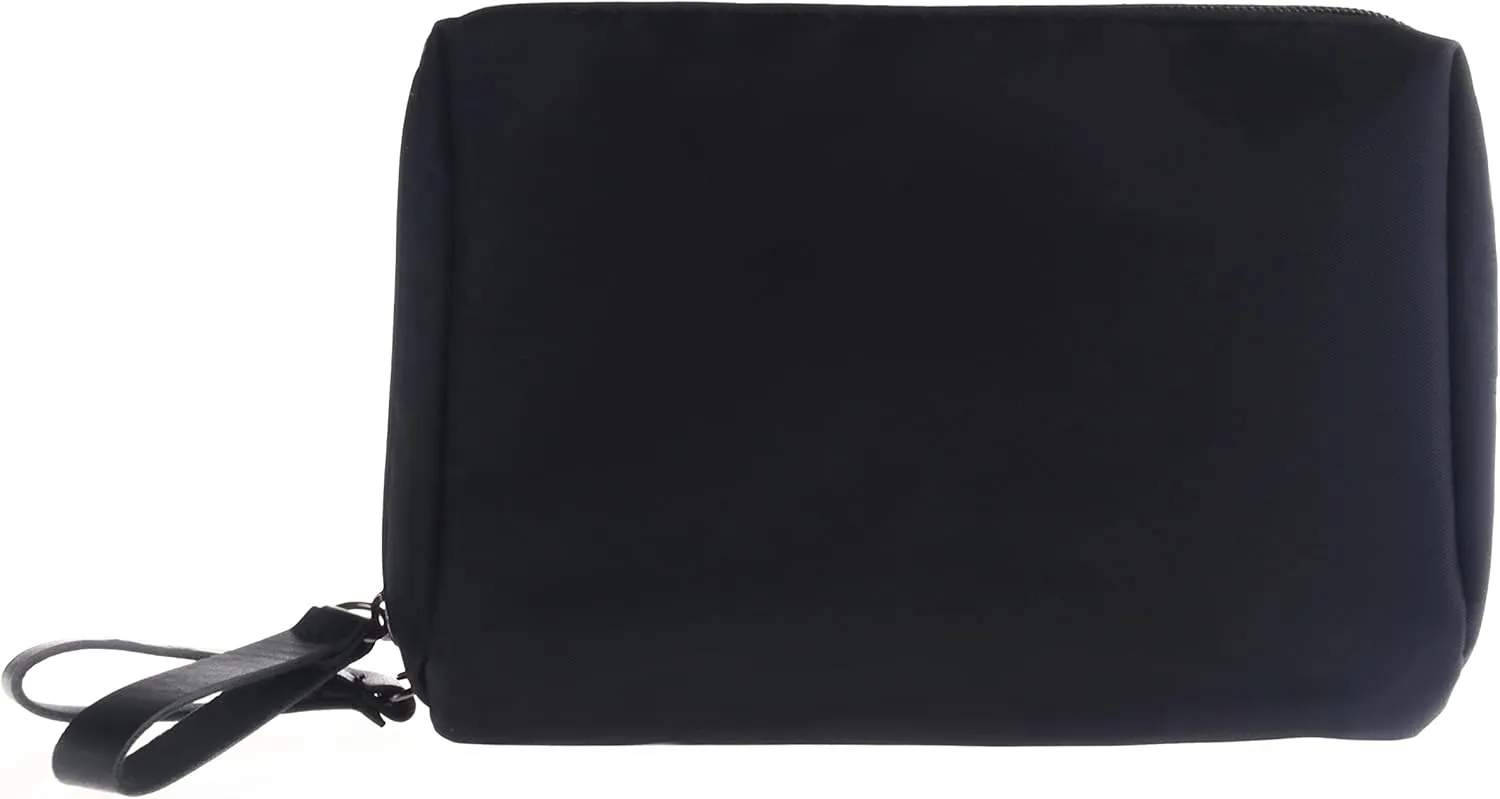 Small Makeup Bag for Purse Portable Waterproof Cosmetic Bag Travel Makeup Pouch for Women (All black, Square)
