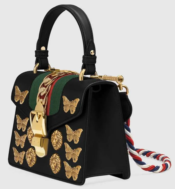 'Sylvie' Animal Studs Leather Mini Bag, Black