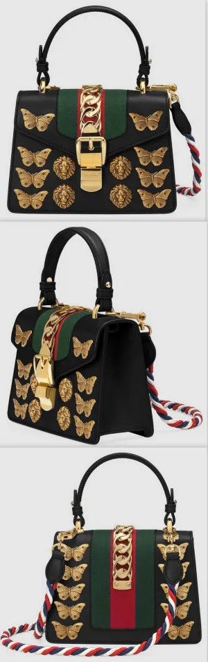 'Sylvie' Animal Studs Leather Mini Bag, Black