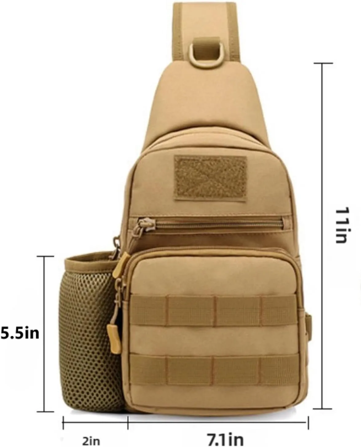 Tactical Sling Backpack with MOLLE Pouch Water Bottle Holder - Convertible Chest/Shoulder Bag for Men, Cycling, Fishing, Hiking | One Strap EDC Crossbody Bag, Outdoor Gear(AUC)