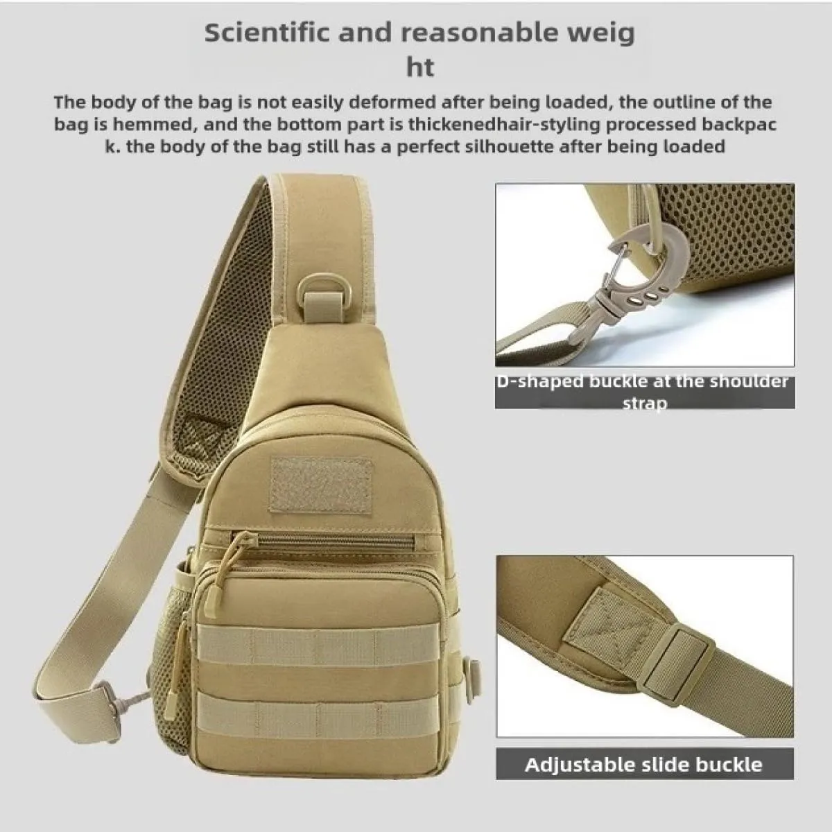 Tactical Sling Backpack with MOLLE Pouch Water Bottle Holder - Convertible Chest/Shoulder Bag for Men, Cycling, Fishing, Hiking | One Strap EDC Crossbody Bag, Outdoor Gear(AUC)