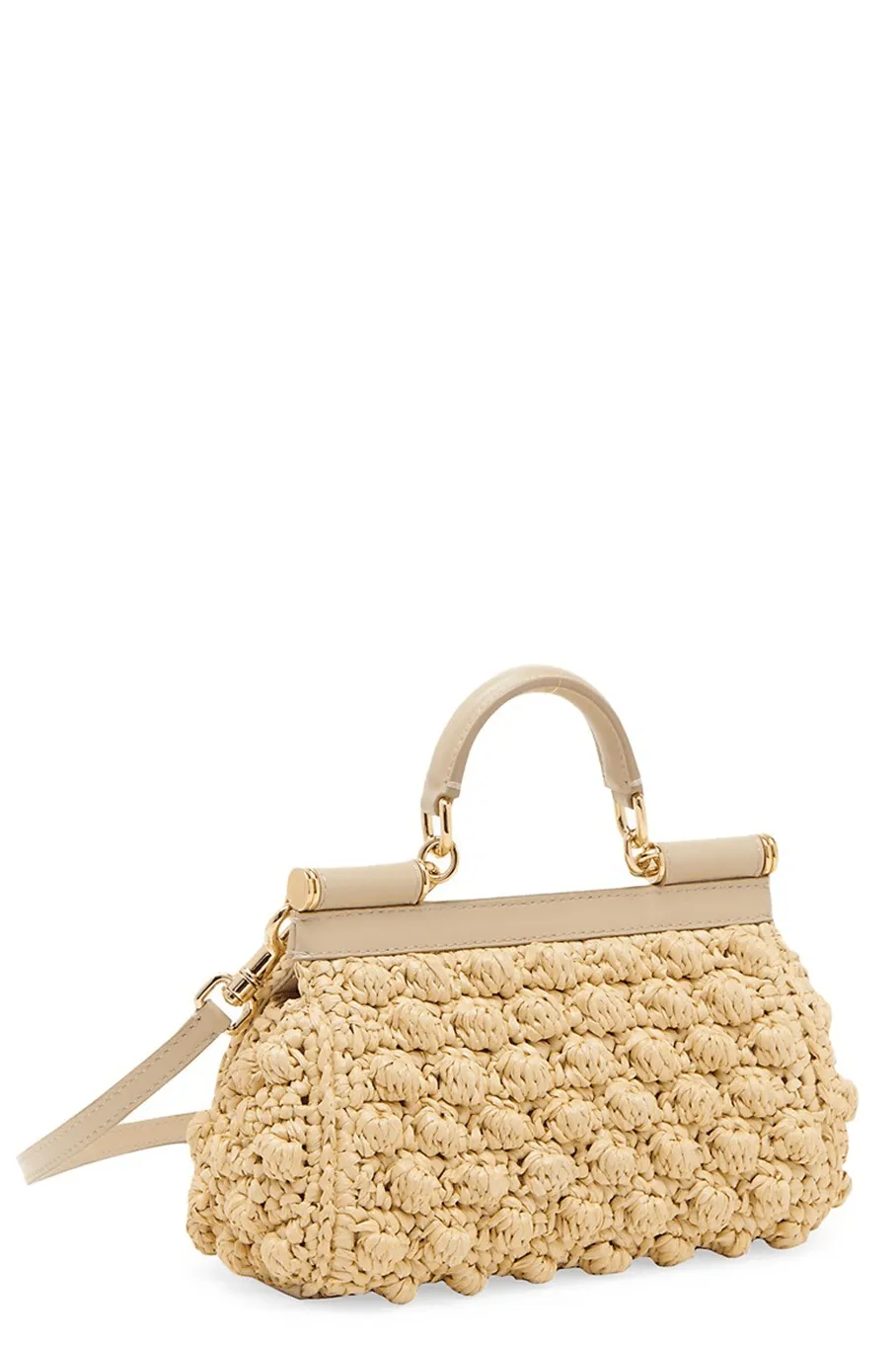 Top Handle Mini Raffia Envelope Bag