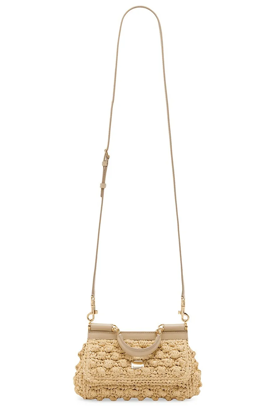 Top Handle Mini Raffia Envelope Bag