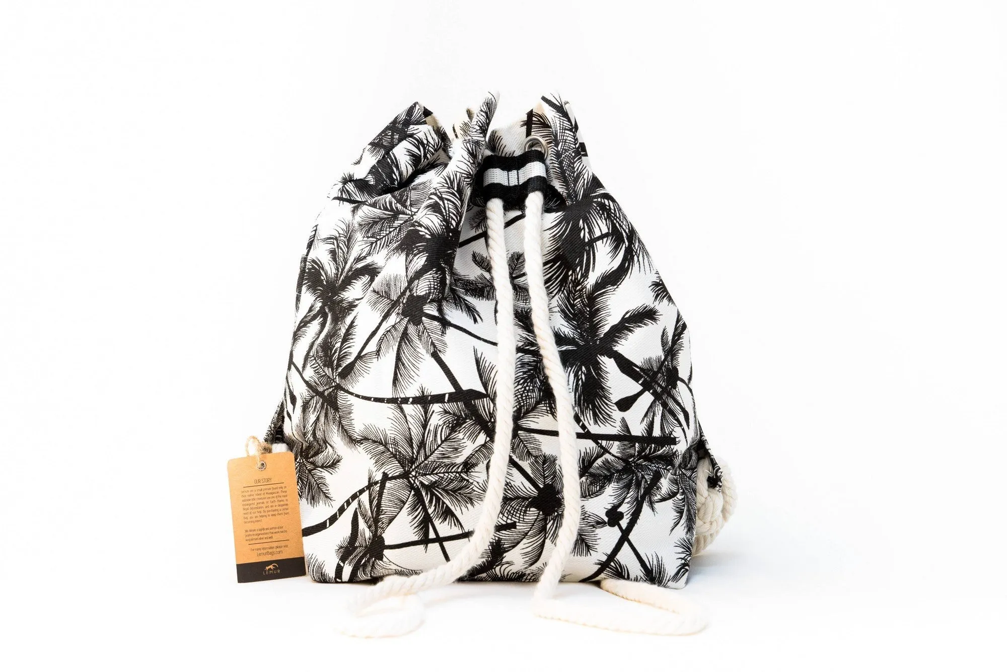 Tropical Palm Canvas Drawstring Day Bag