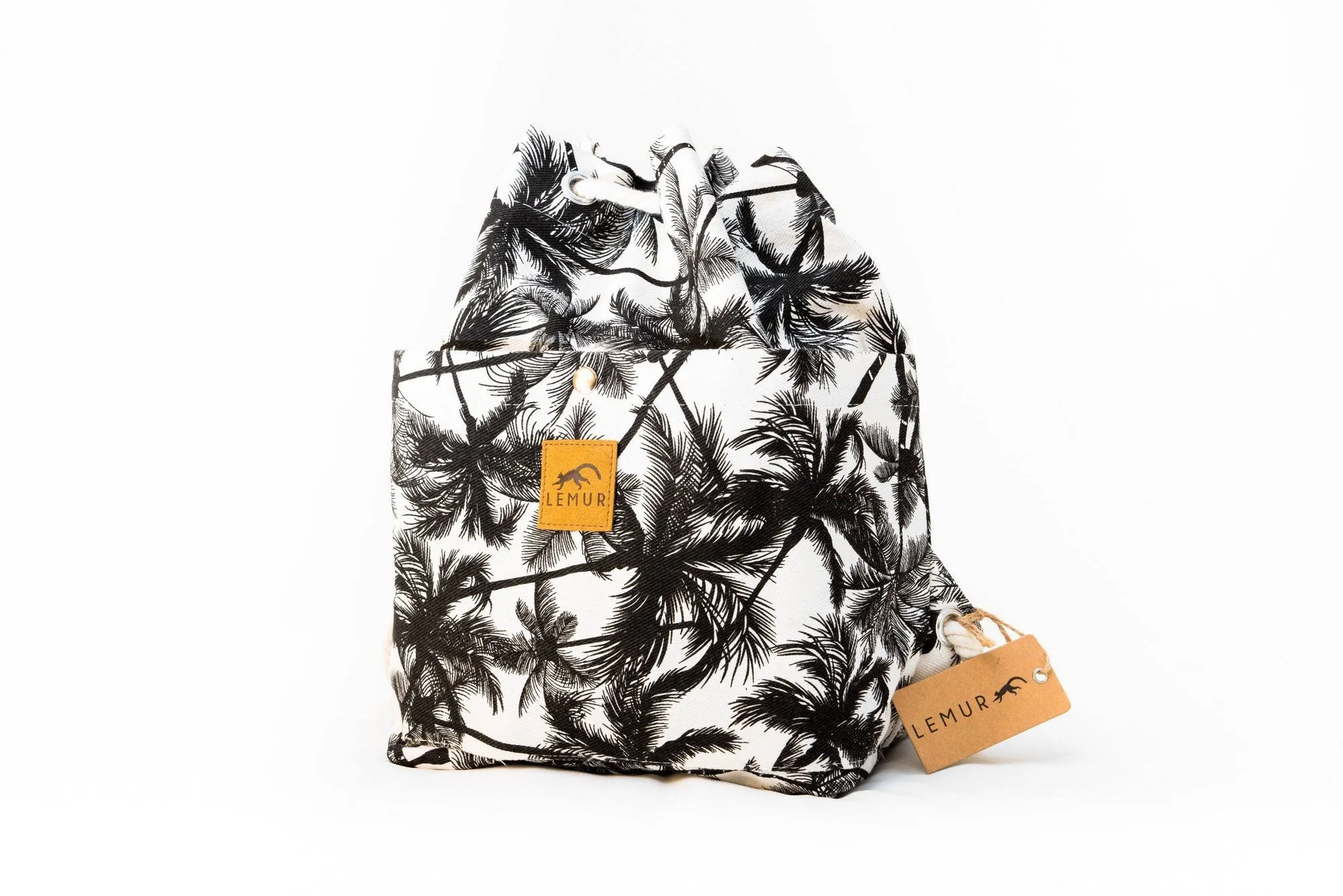 Tropical Palm Canvas Drawstring Day Bag