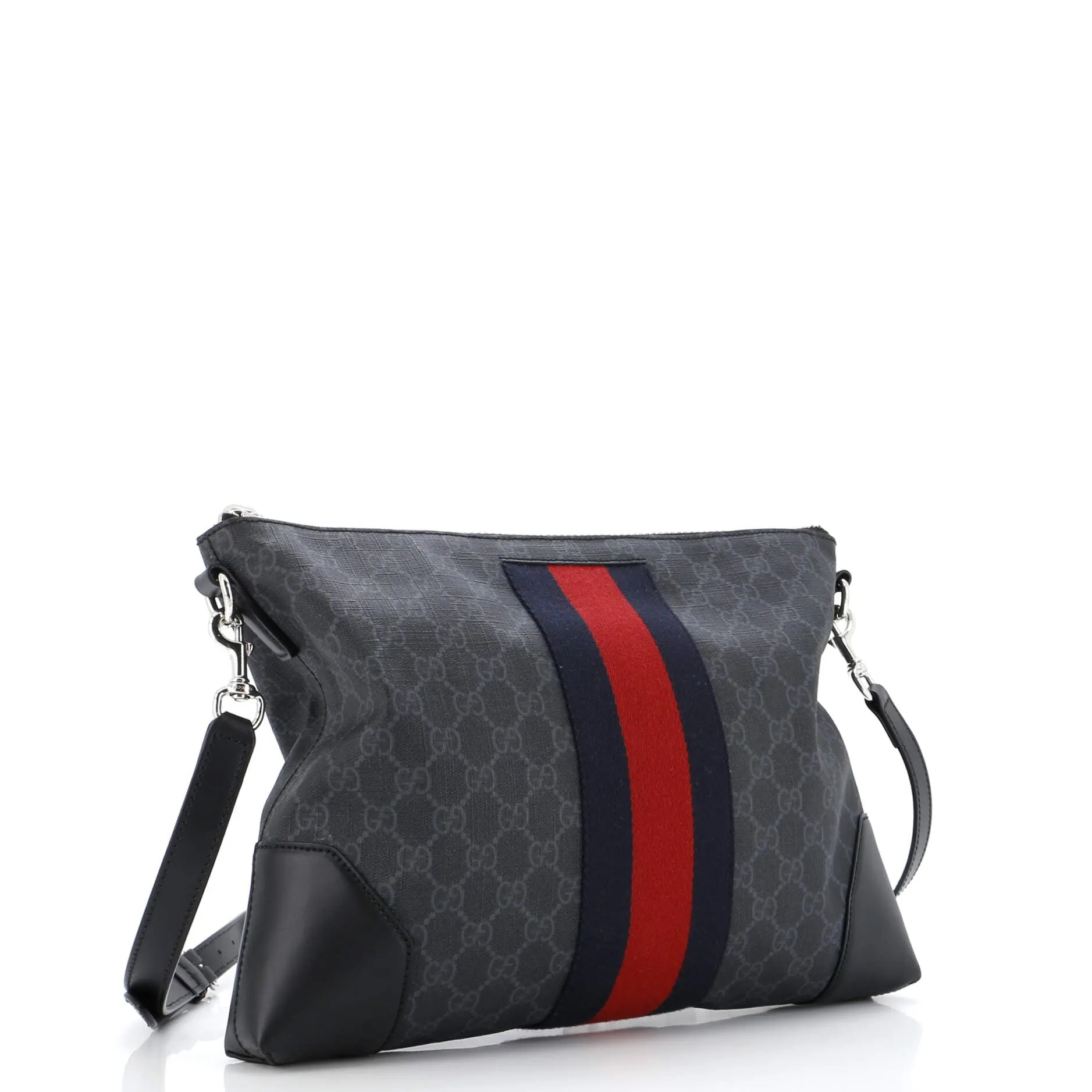 Web Zip Flat Messenger GG Coated Canvas Medium