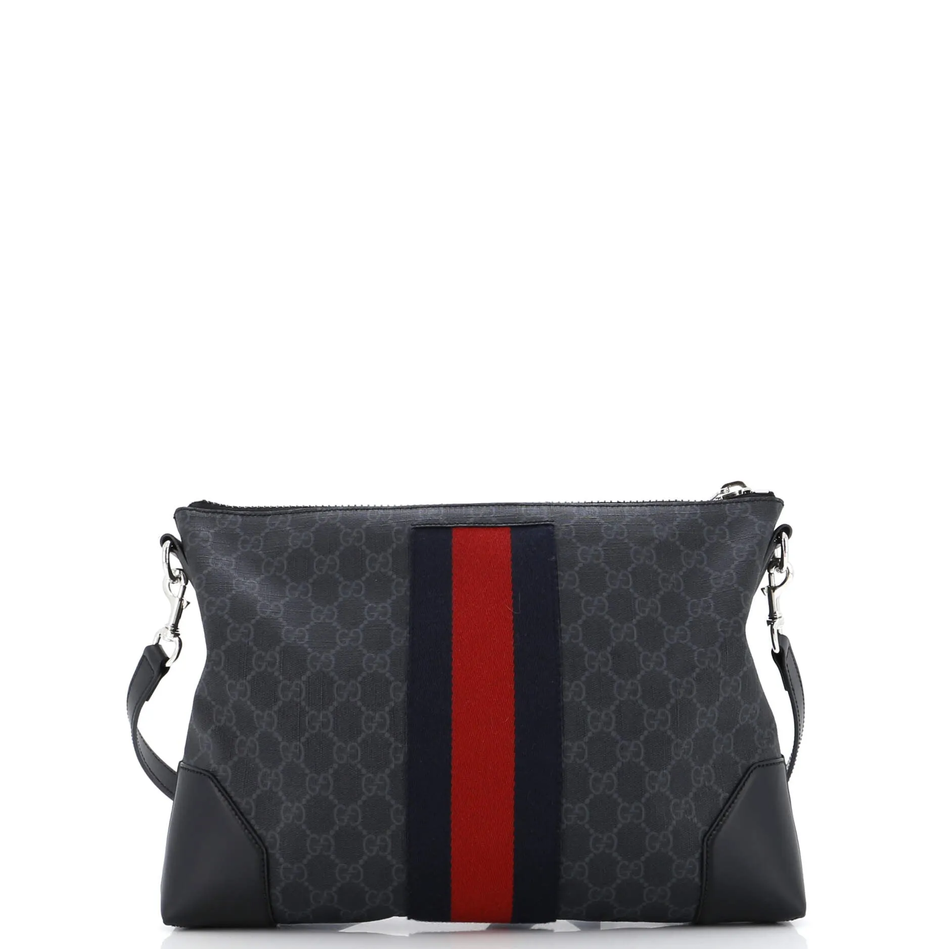 Web Zip Flat Messenger GG Coated Canvas Medium