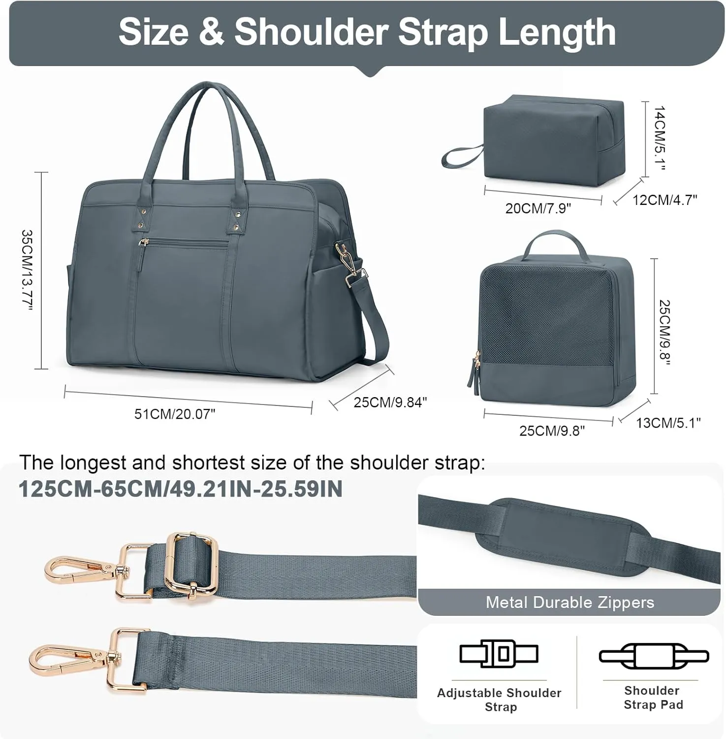 Weekender Bags for Women Travel, Travel Bag with Shoe Compartment, Overnight Duffel Bag with Wet Pocket & Trolley Sleeve