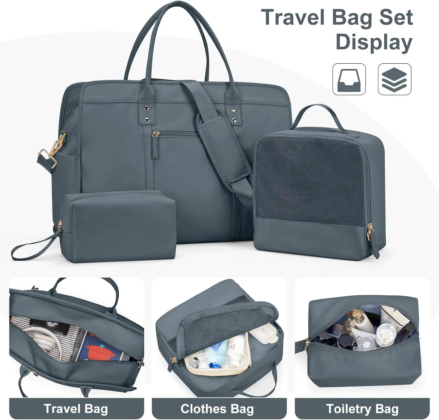 Weekender Bags for Women Travel, Travel Bag with Shoe Compartment, Overnight Duffel Bag with Wet Pocket & Trolley Sleeve