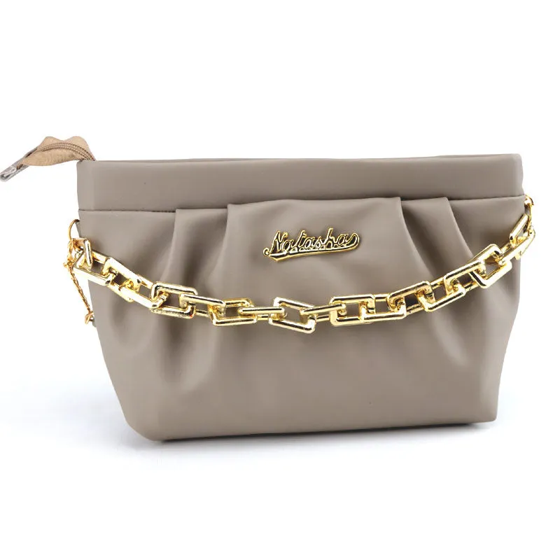 Women Cloud Ruched Dumpling Bag Chunky Chain Shoulder Clutch Purse #CP-667 #22