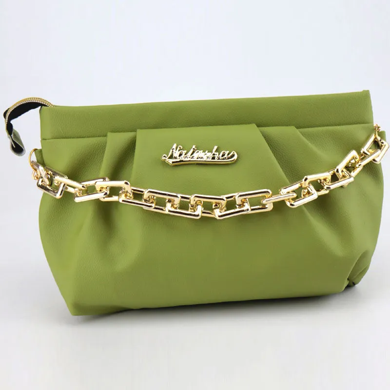 Women Cloud Ruched Dumpling Bag Chunky Chain Shoulder Clutch Purse #CP-667 #22