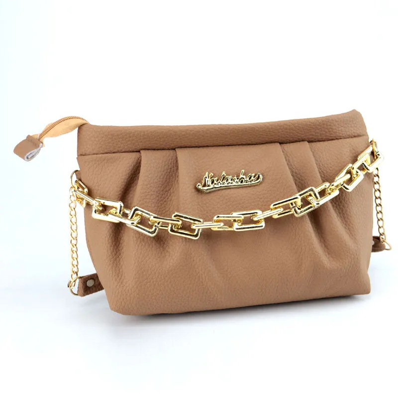 Women Cloud Ruched Dumpling Bag Chunky Chain Shoulder Clutch Purse #CP-667 #22