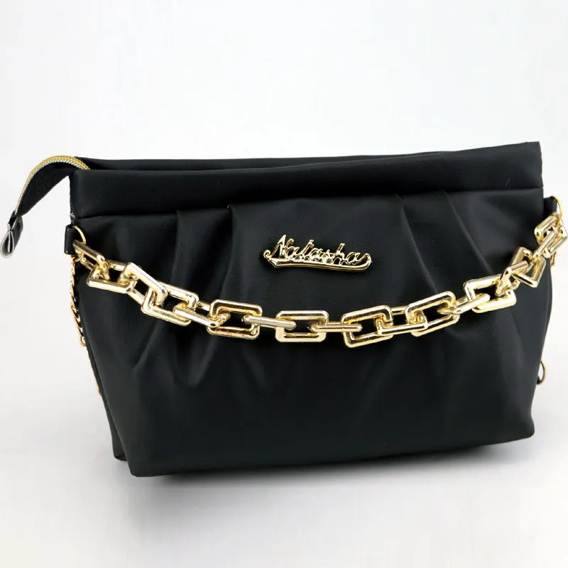 Women Cloud Ruched Dumpling Bag Chunky Chain Shoulder Clutch Purse #CP-667 #22