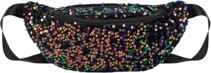 ZLM BAG US Dazzling Sequins Fanny Pack Zip Waist Pack Chest Bag Phone Purse Wide Straps Crossbody Shoulder Bag