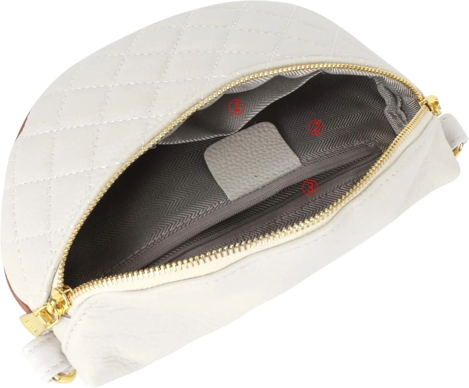 ZLM BAG US Elegant Quilted Fanny Pack Solid Color Waist Pack Wide Strap Chest Bag Phone Purse 07103-White